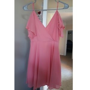 FINAL SALE Pink off the shoulder dress